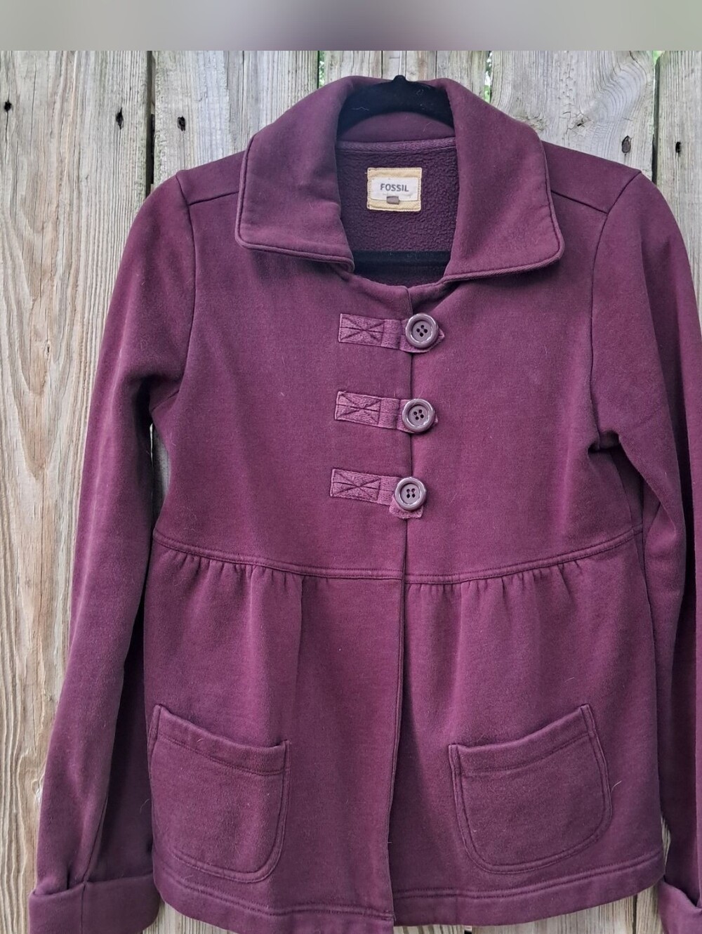 Fossil Women's Plum Button-Front Pea Coat